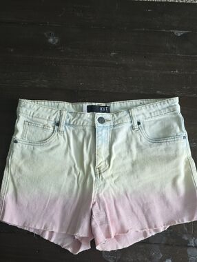 Kut from the Kloth Cream-to-Pink Ombre Denim Shorts